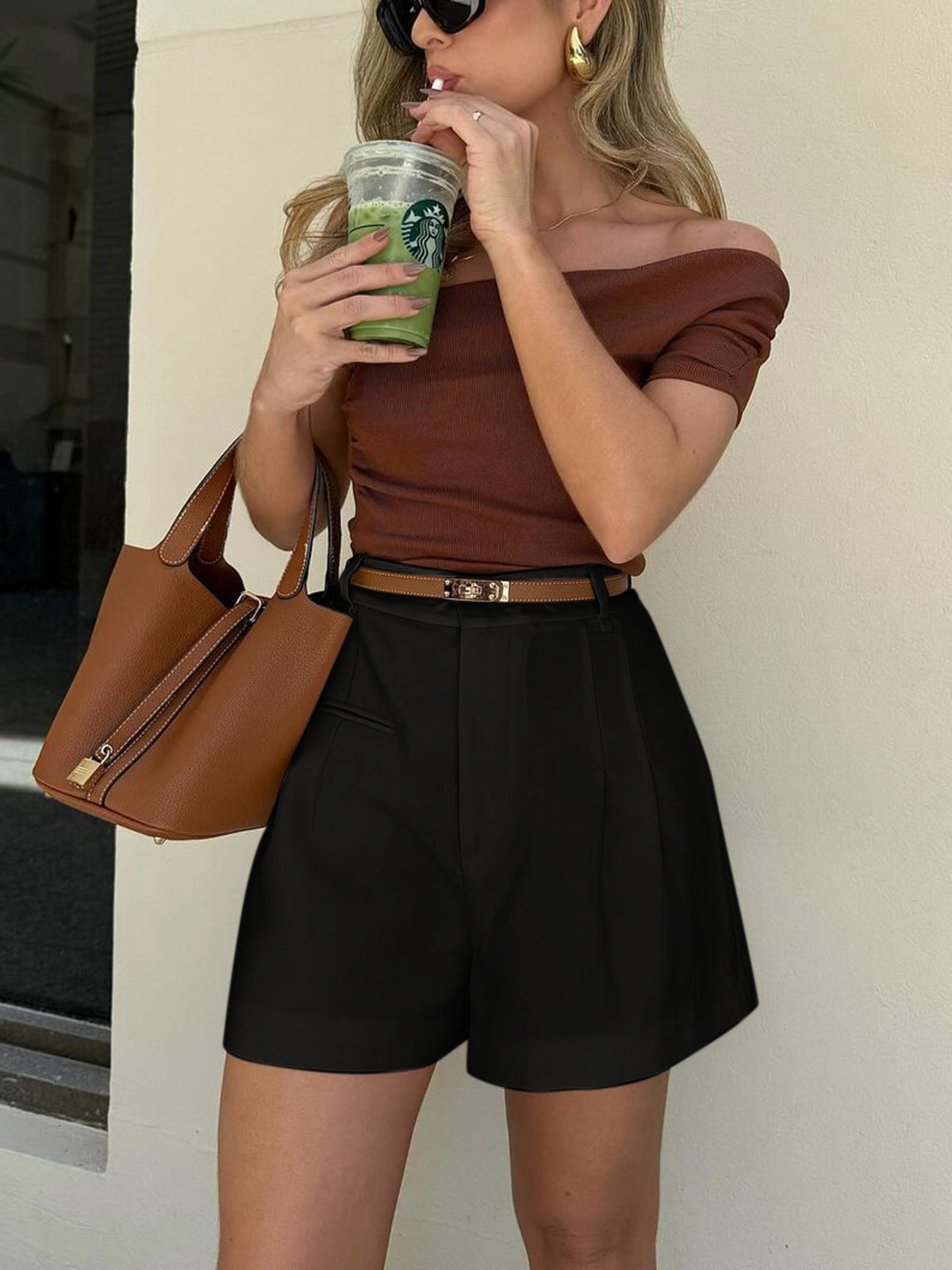 Korte Broek met Hoge Taille voor Dames - Regular Fit Zomerbroek