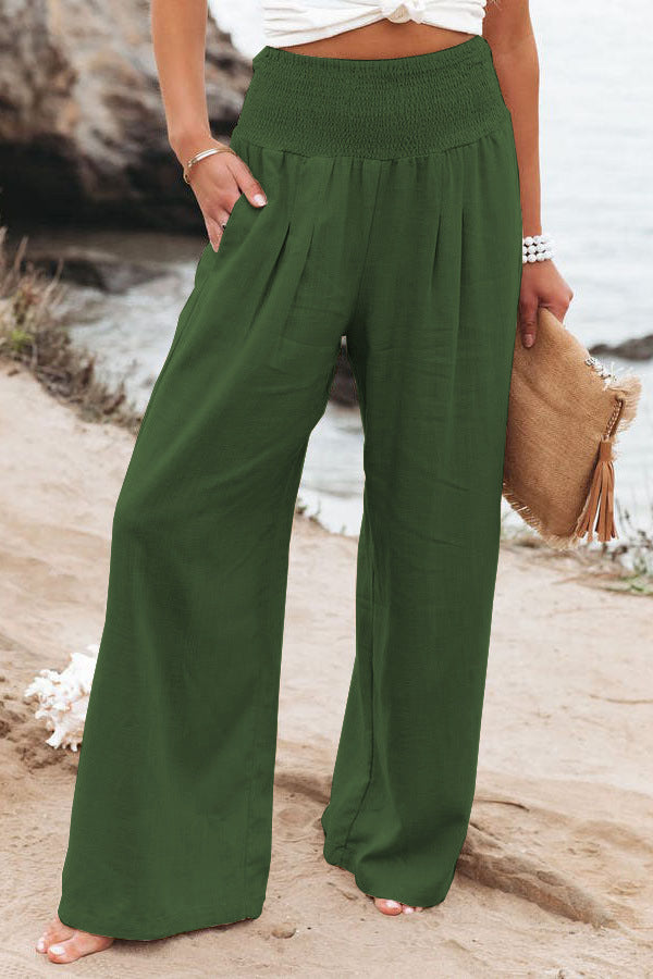 Comfortabele Broek met Hoge Taille - Licht, Ademend met Wijde Pijpen