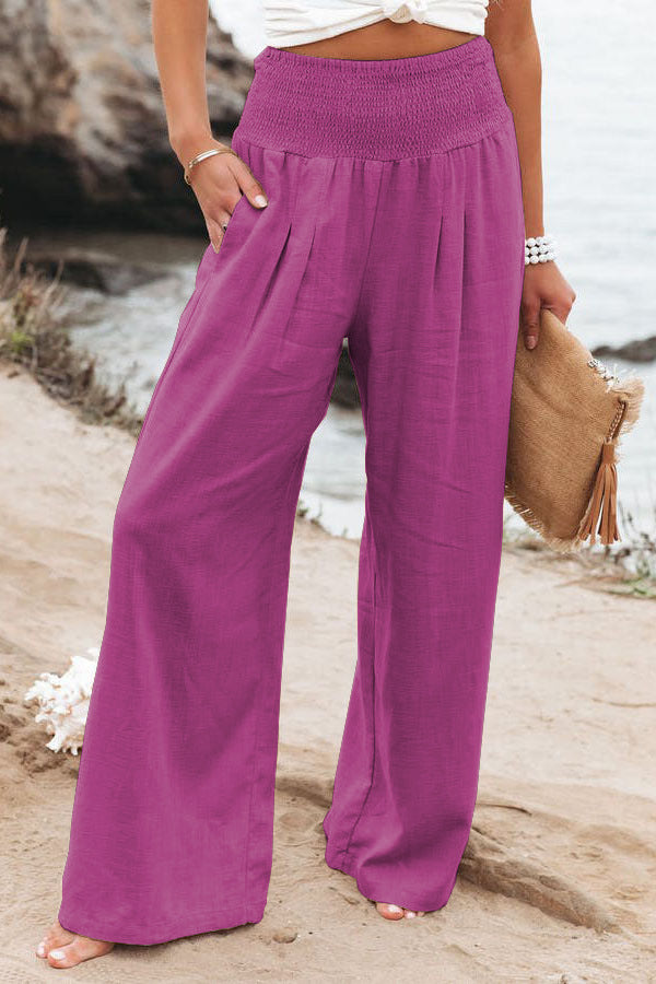 Comfortabele Broek met Hoge Taille - Licht, Ademend met Wijde Pijpen