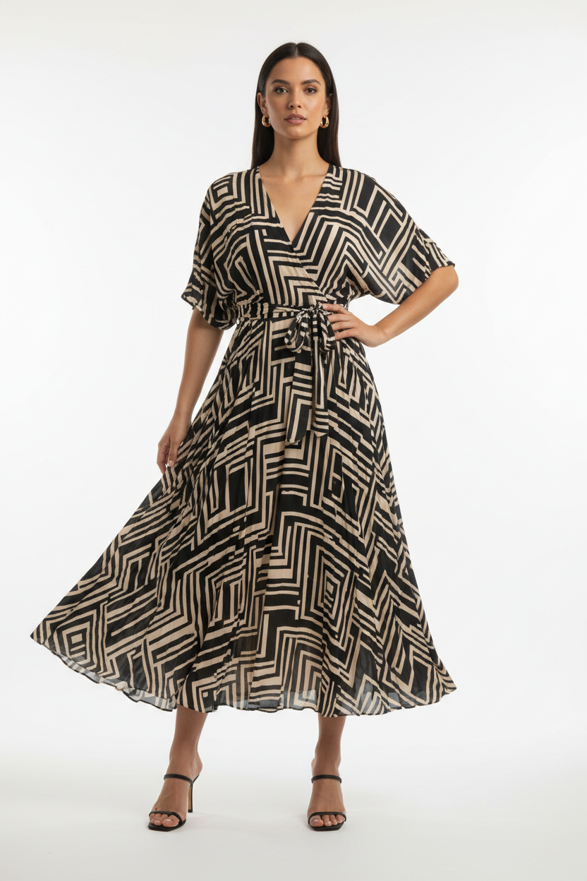 Zandprint jurk studio shot